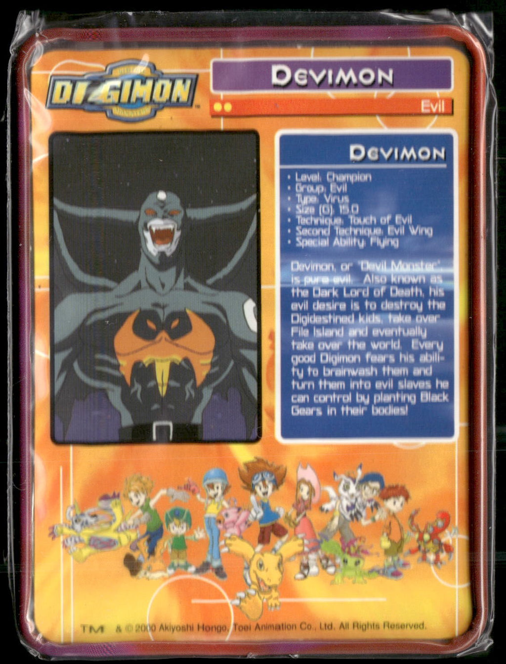 2000 Taco Bell Digimon Movie Promo Metal Trading Card # Devimon