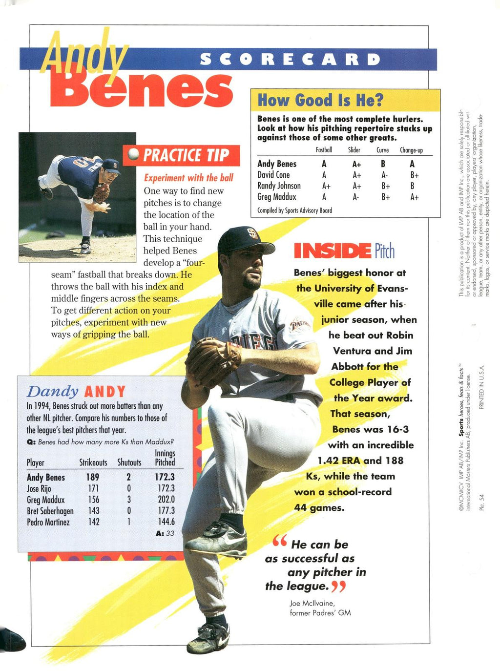 1996 Sports Heroes, Feats & Facts # Andy Benes