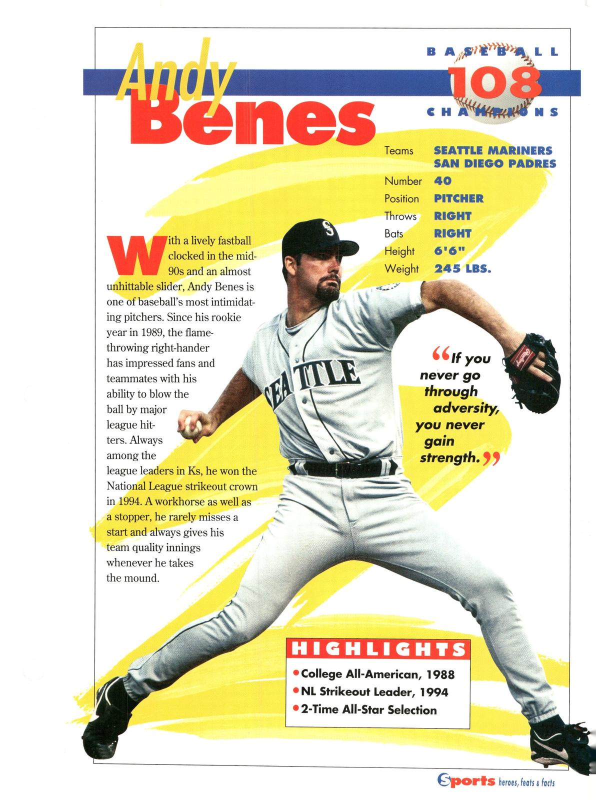 1996 Sports Heroes, Feats & Facts # Andy Benes