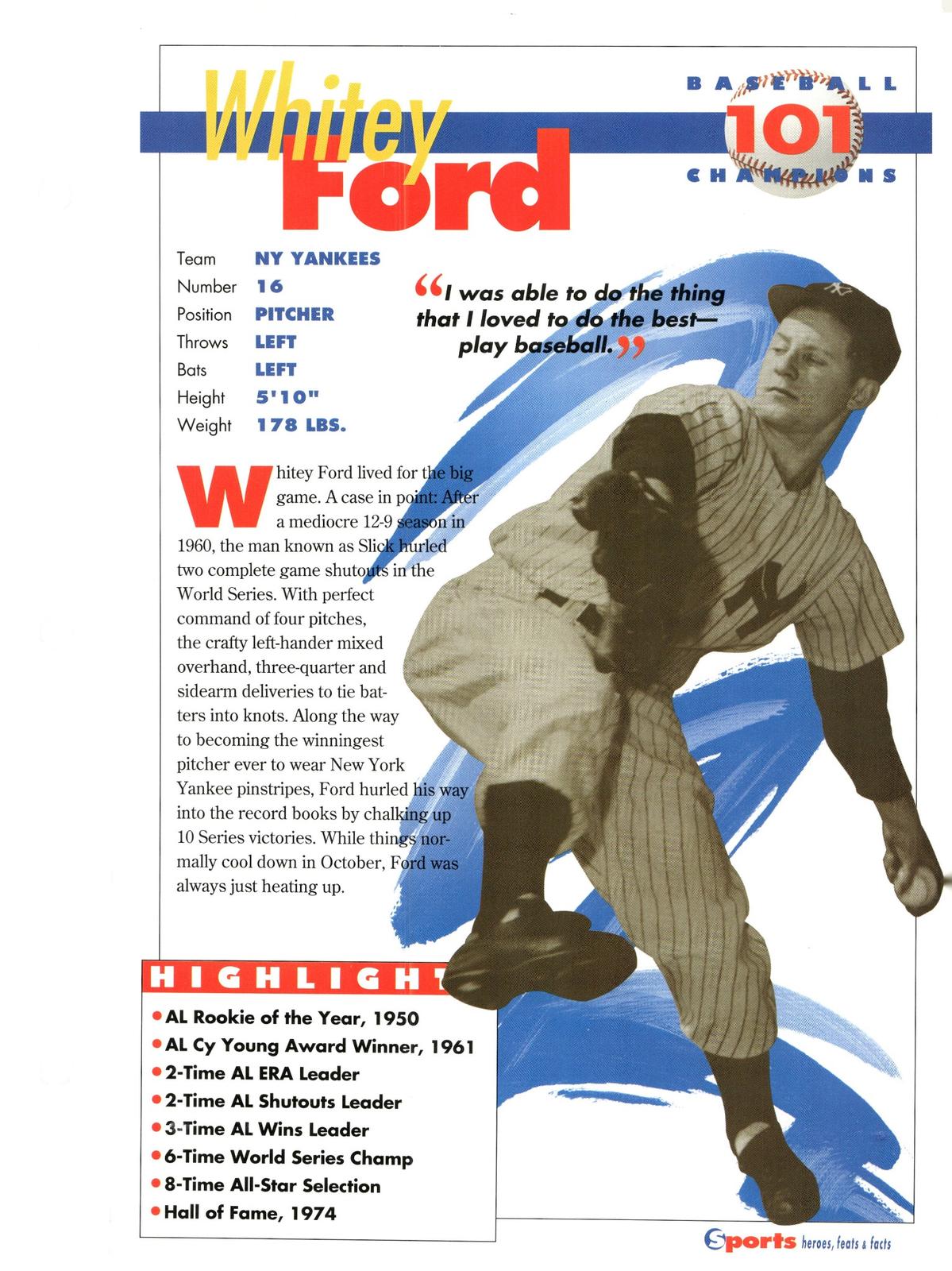 1996 Sports Heroes, Feats & Facts # Whitey Ford