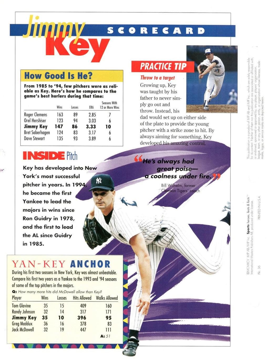 1996 Sports Heroes, Feats & Facts # Jimmy Key