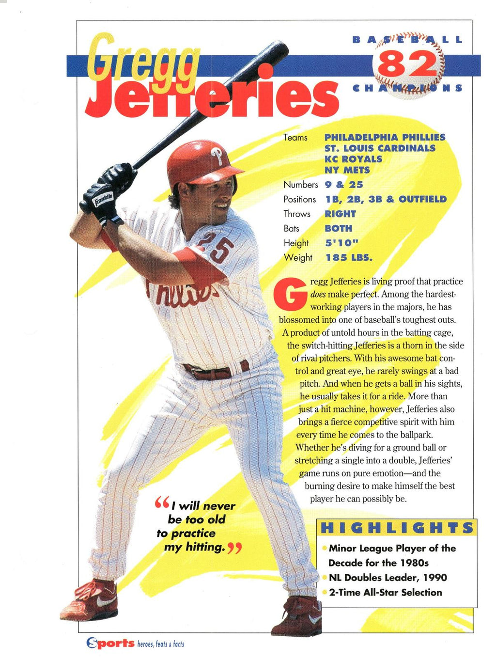 1996 Sports Heroes, Feats & Facts #Gregg Jefferies