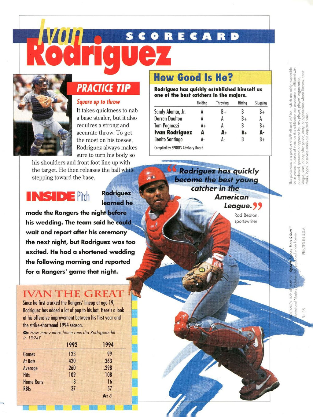 1996 Sports Heroes, Feats & Facts # Ivan Rodriguez