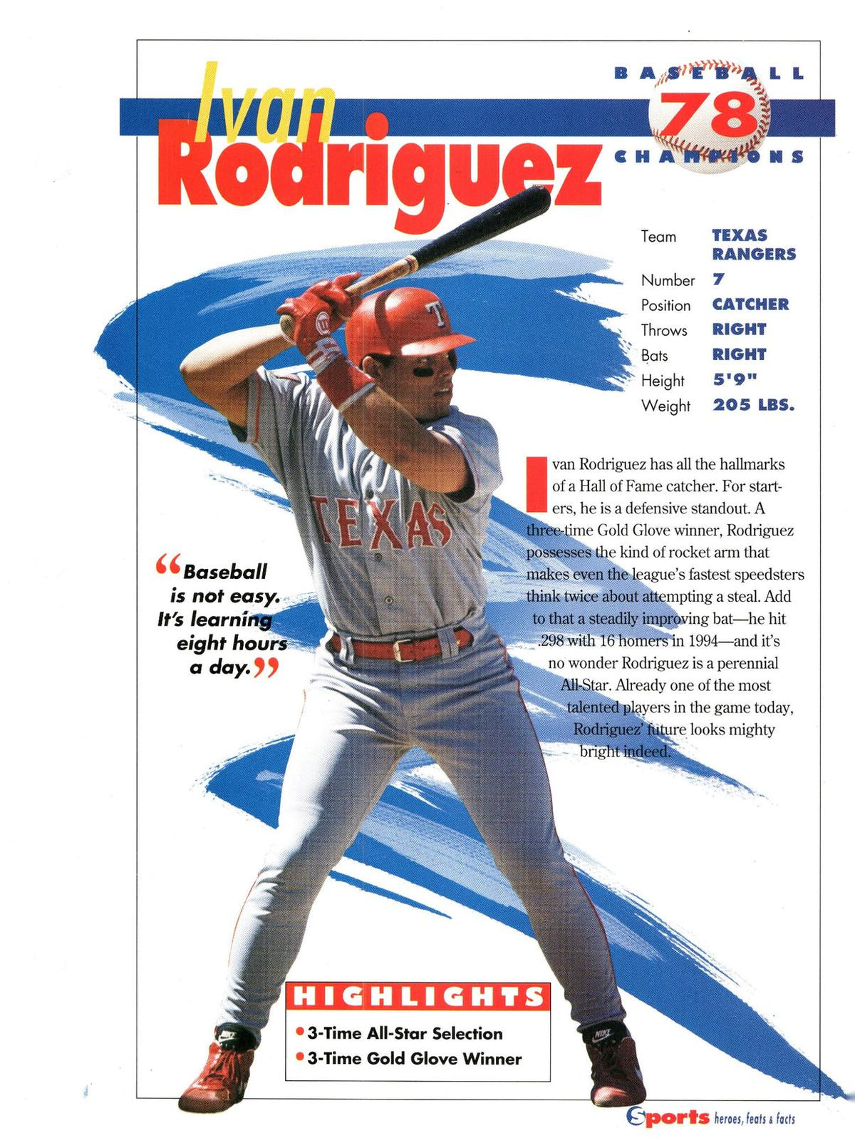 1996 Sports Heroes, Feats & Facts # Ivan Rodriguez