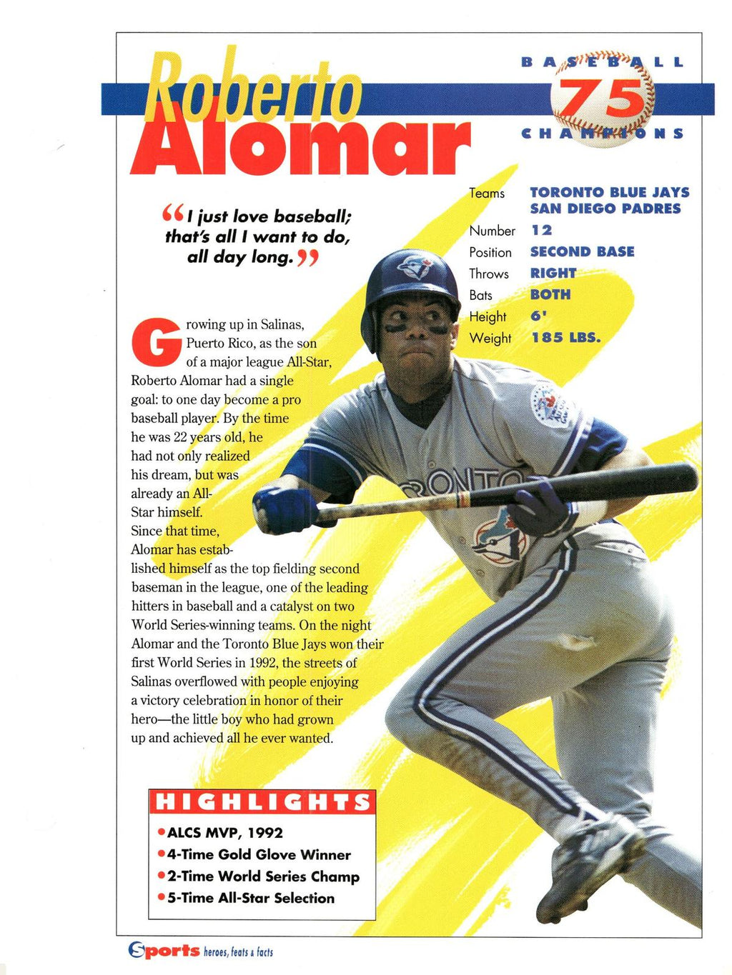 1996 Sports Heroes, Feats & Facts # Roberto Alomar