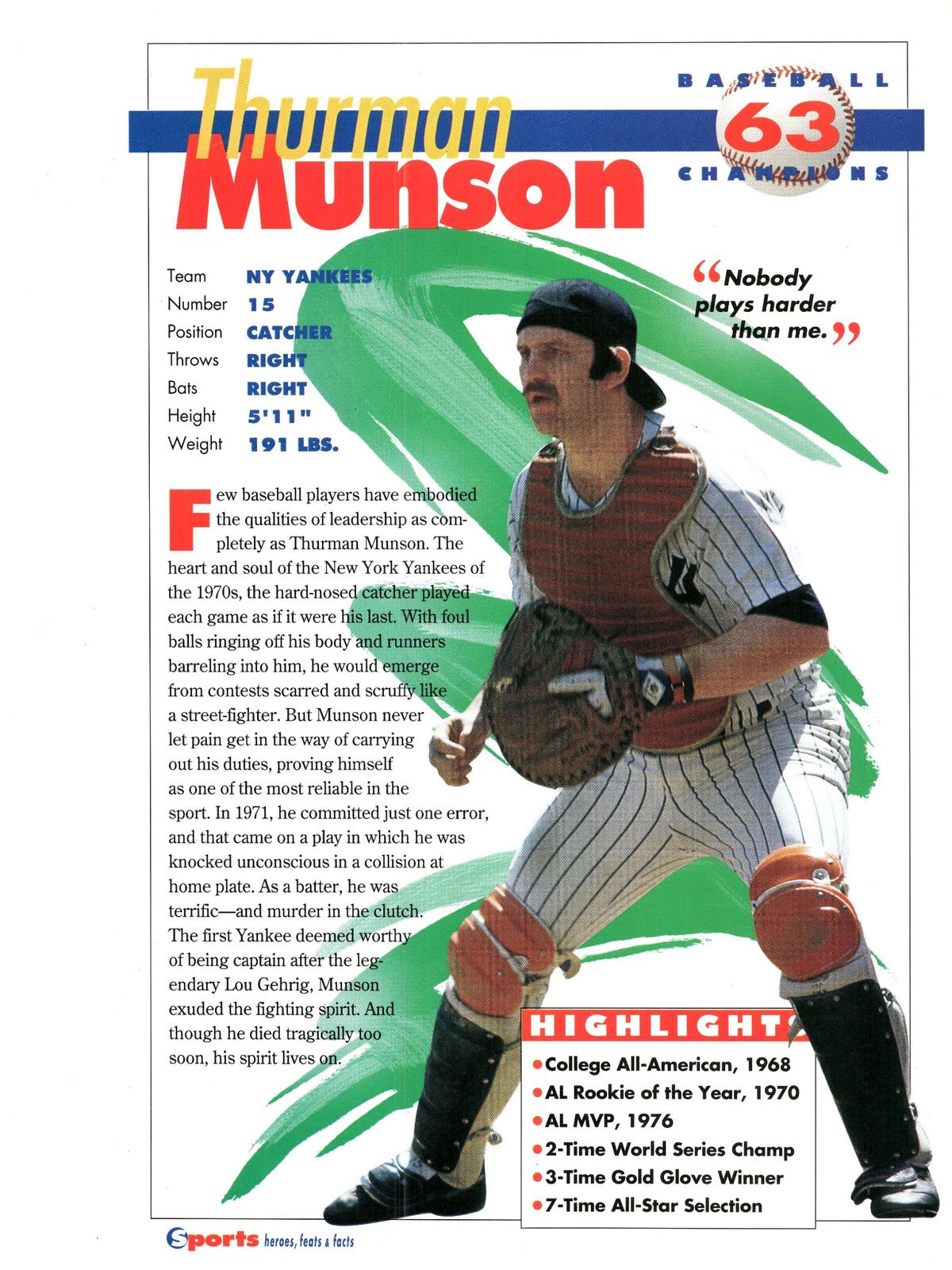 1996 Sports Heroes, Feats & Facts # Thurman Munson