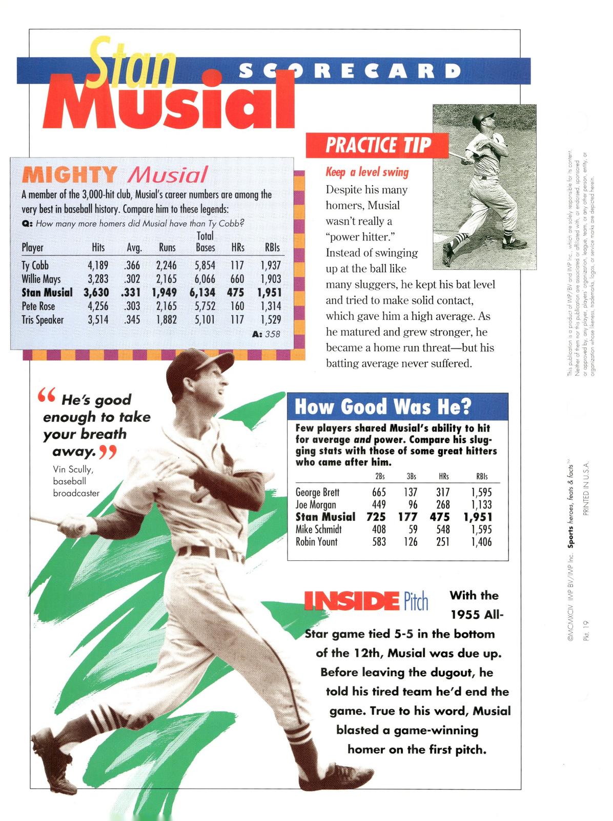 1996 Sports Heroes, Feats & Facts # Stan Musial