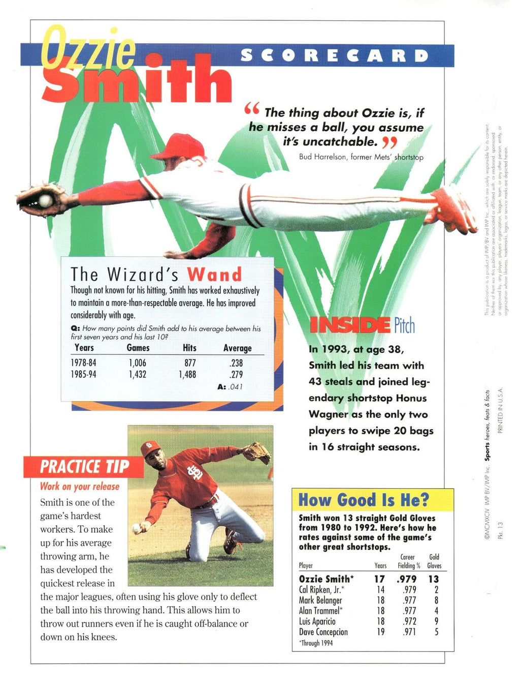 1996 Sports Heroes, Feats & Facts # Ozzie Smith