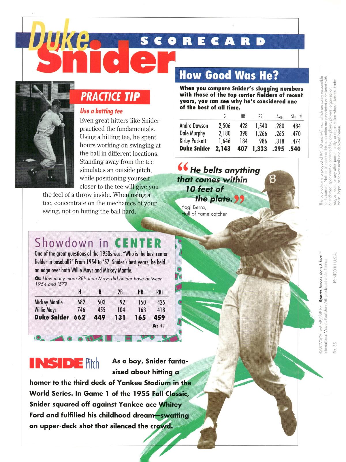 1996 Sports Heroes, Feats & Facts # Duke Snider