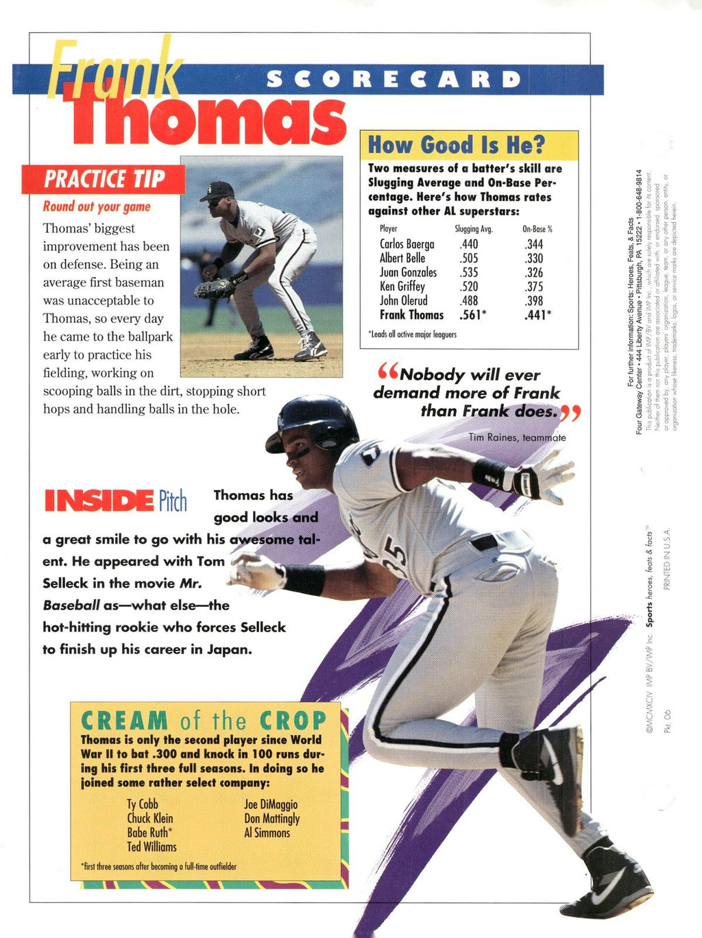 1996 Sports Heroes, Feats & Facts # Frank Thomas
