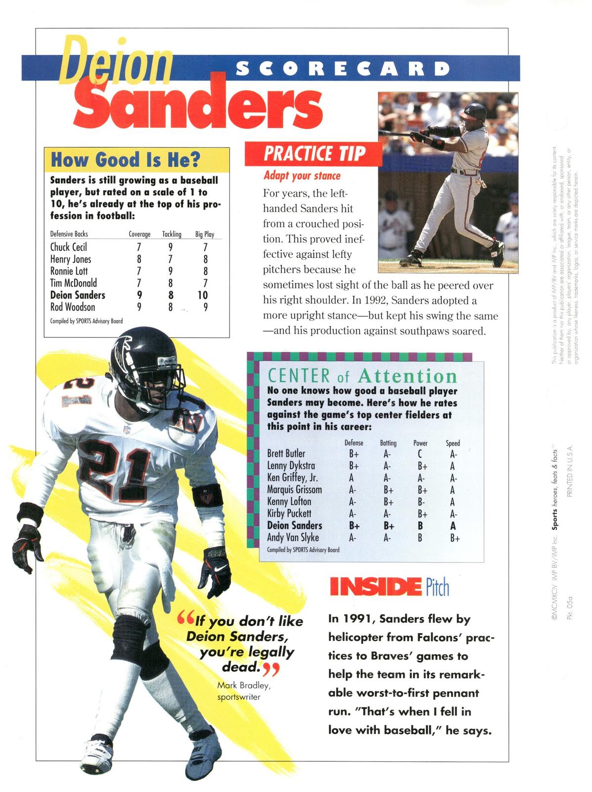 1996 Sports Heroes, Feats & Facts # Dejon Sanders