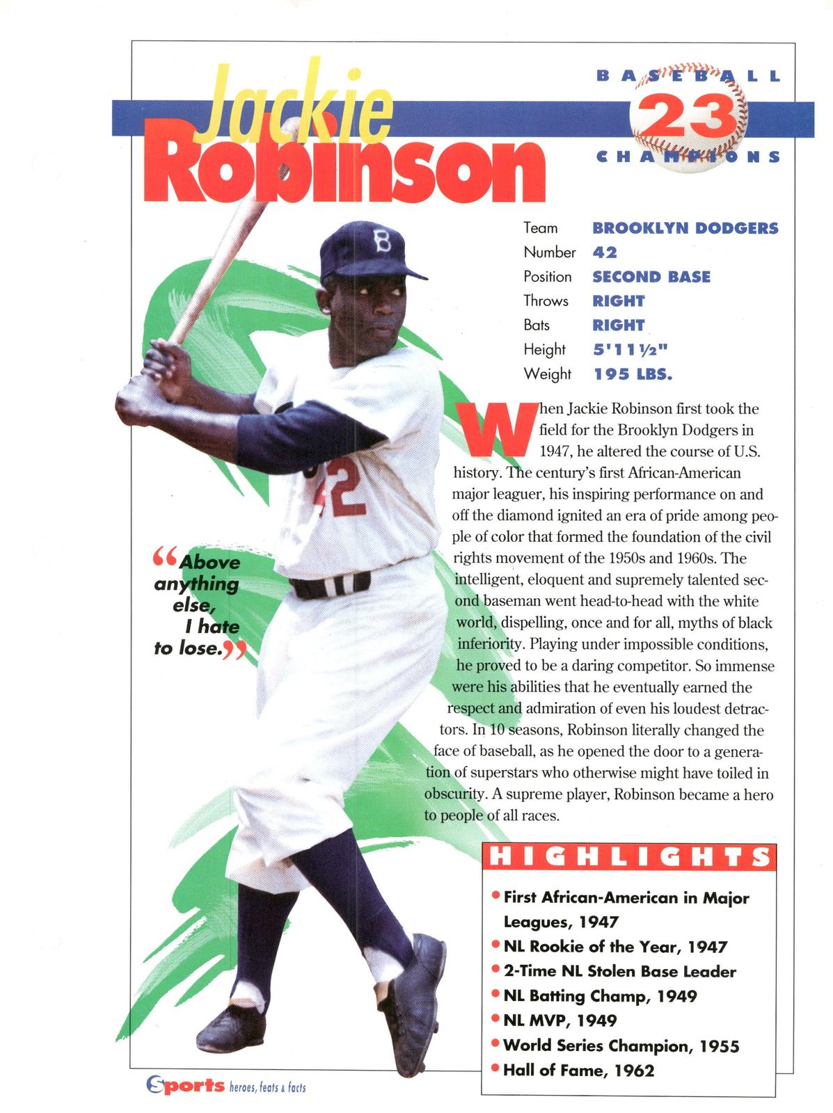 1996 Sports Heroes, Feats & Facts # Jackie Robinson