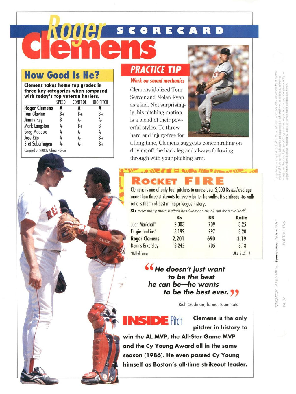 1996 Sports Heroes, Feats & Facts # Roger Clemens