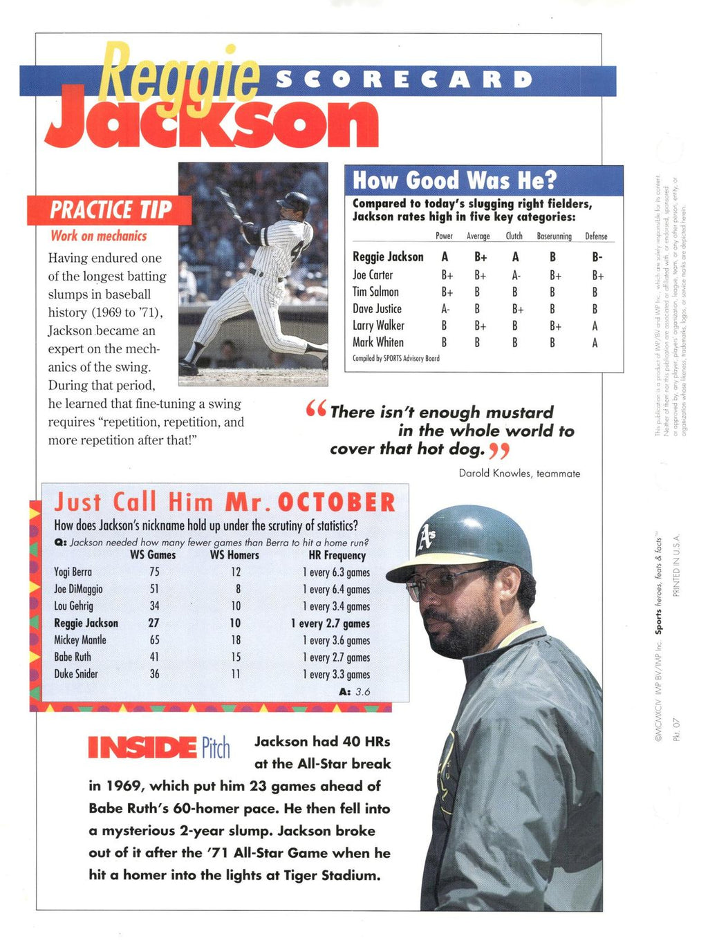 1996 Sports Heroes, Feats & Facts # Reggie Jackson