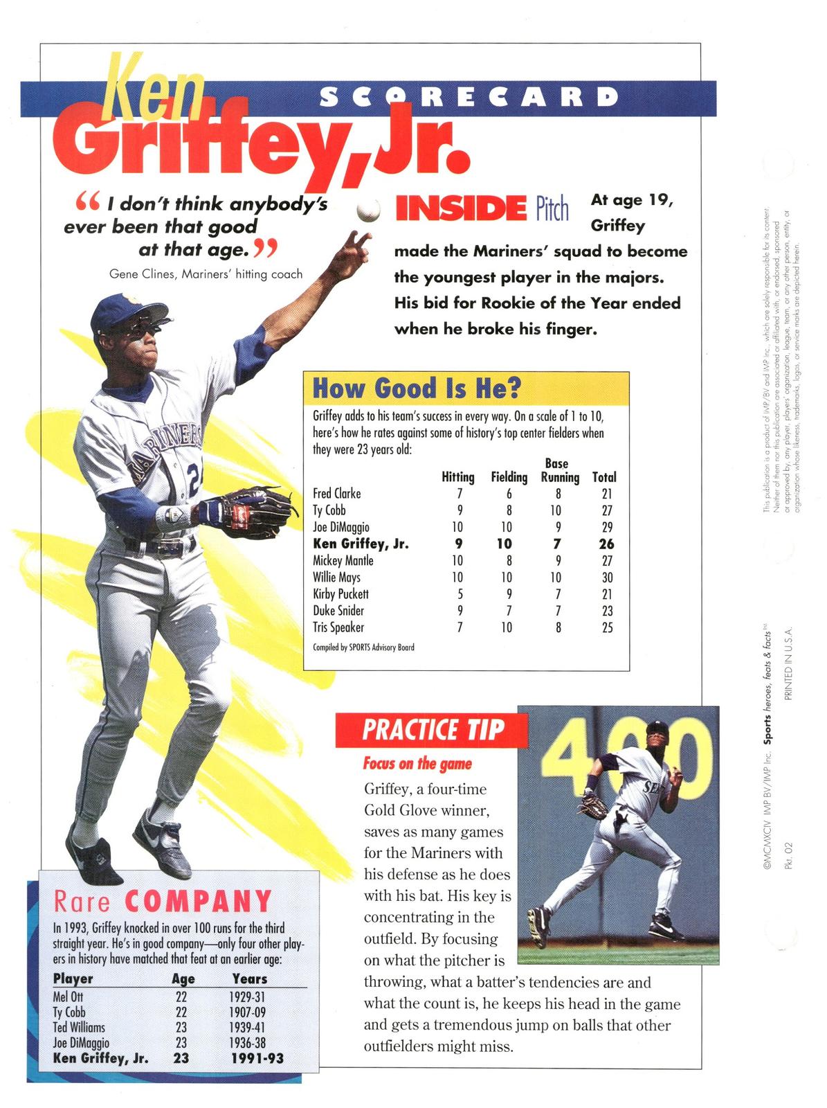 1996 Sports Heroes, Feats & Facts # Ken Griffey Jr