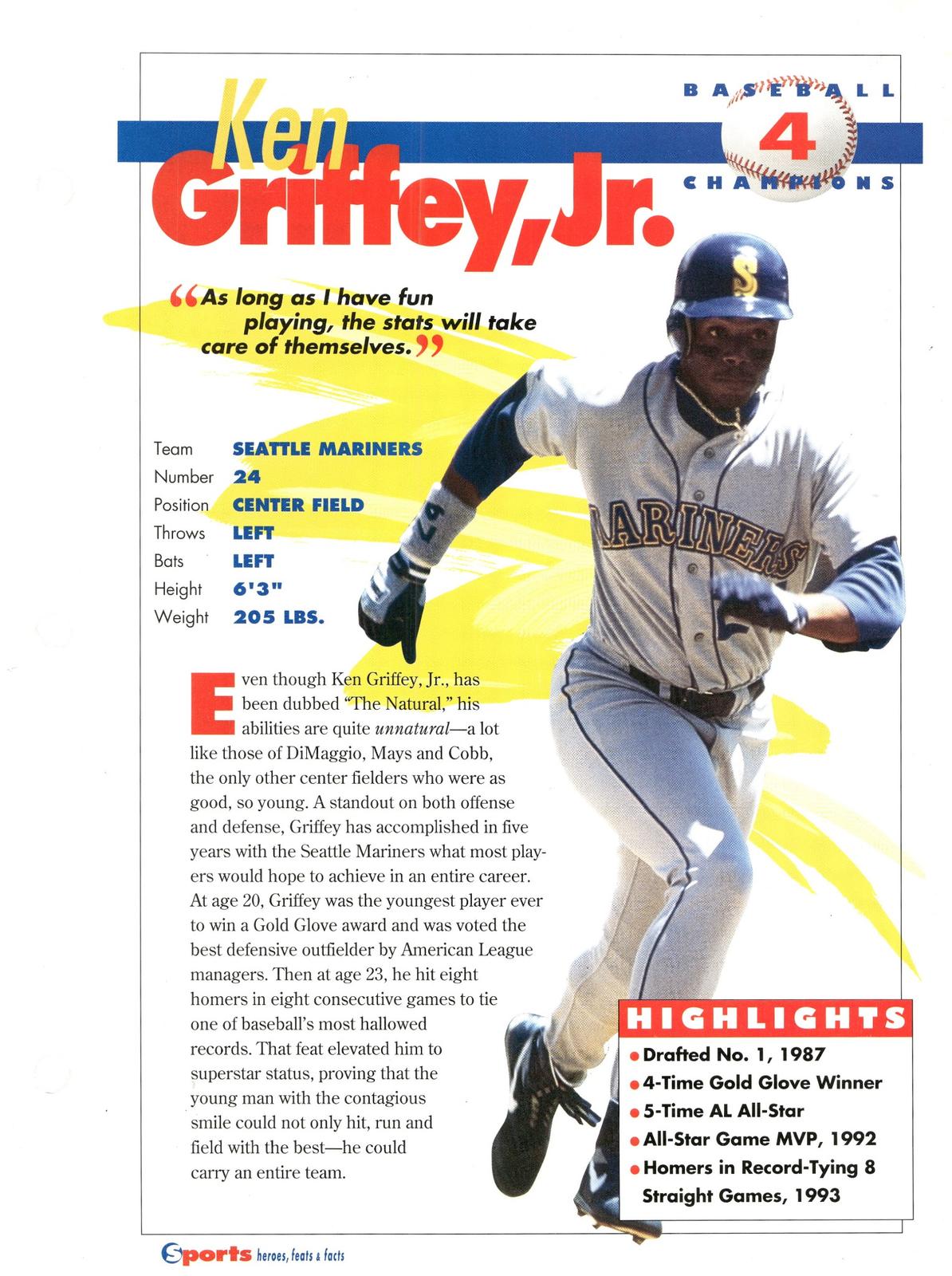 1996 Sports Heroes, Feats & Facts # Ken Griffey Jr