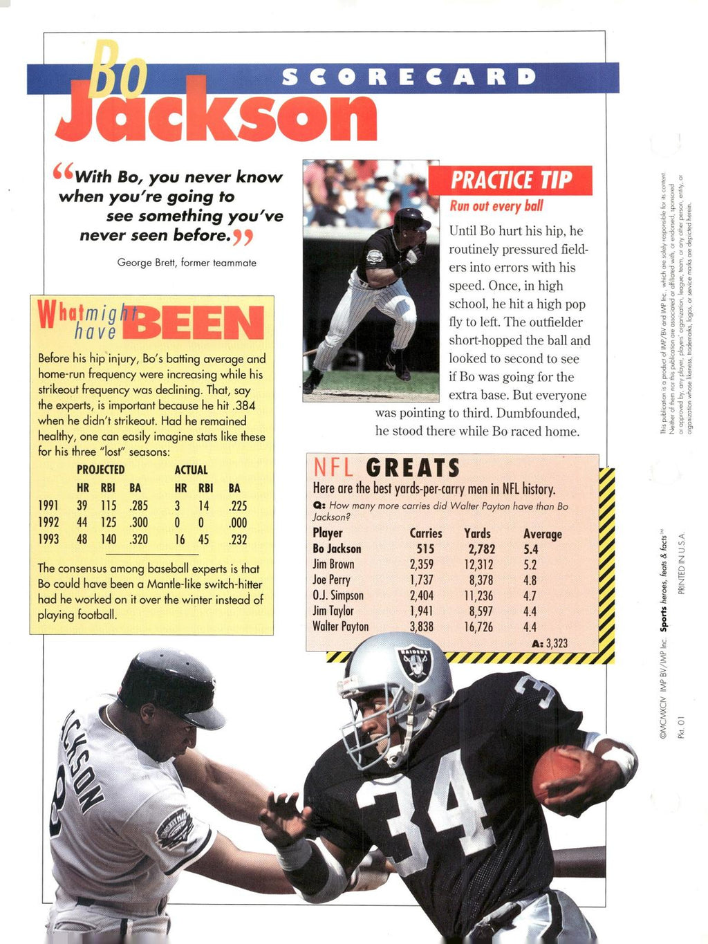 1996 Sports Heroes, Feats & Facts # Bo Jackson