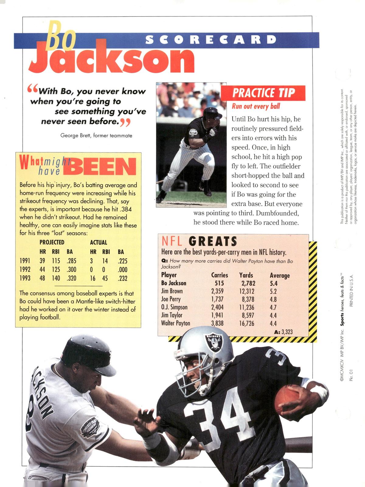 1996 Sports Heroes, Feats & Facts # Bo Jackson