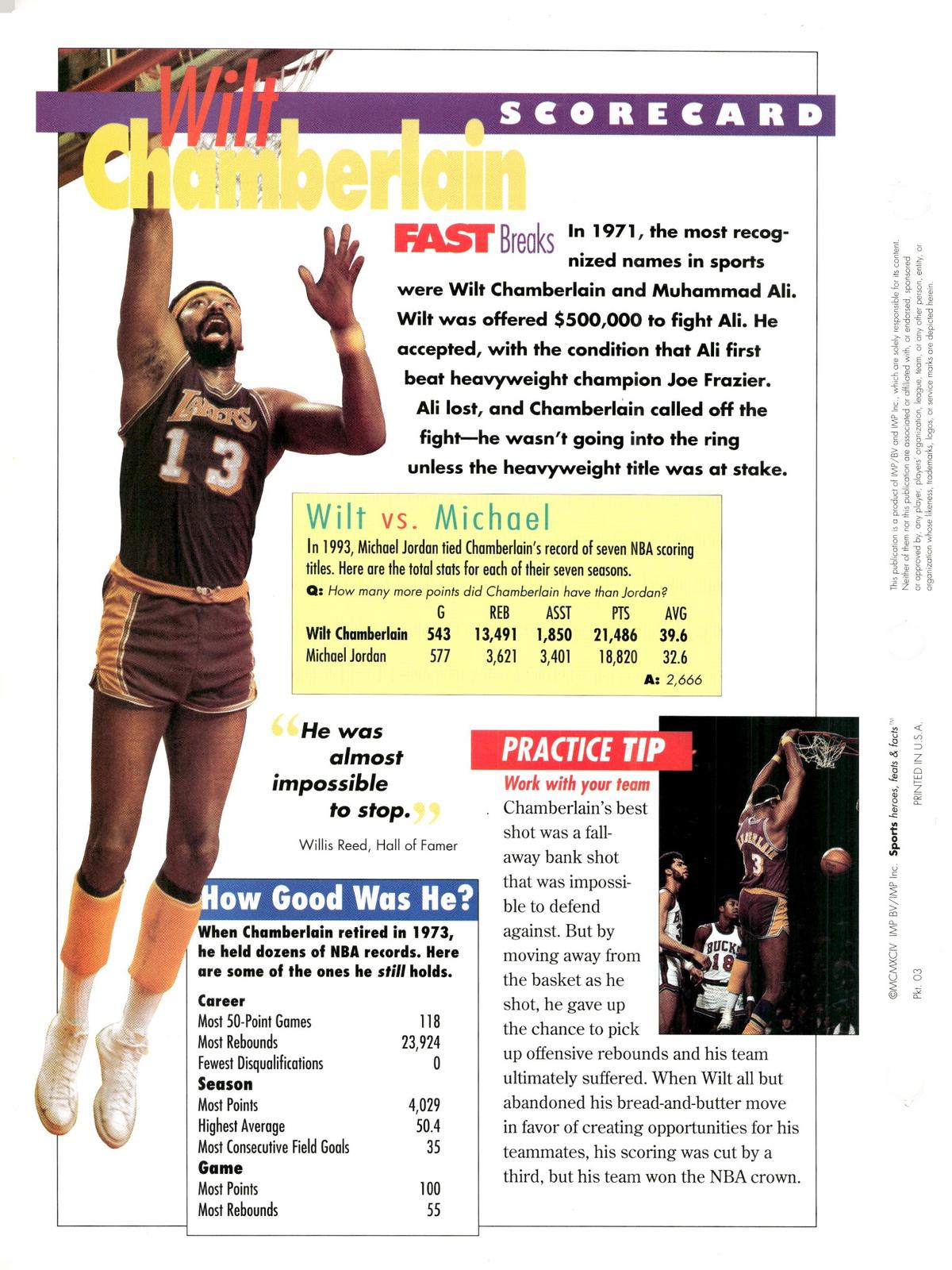 1996 Sports Heroes, Feats & Facts # Wilt Chamberlain