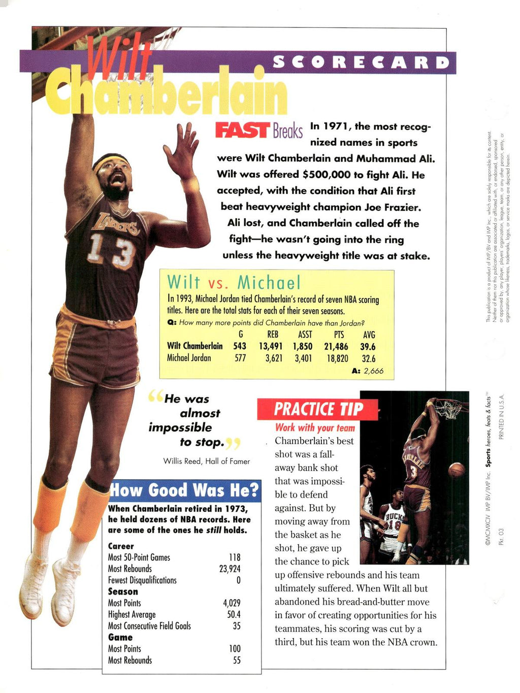 1996 Sports Heroes, Feats & Facts # Wilt Chamberlain