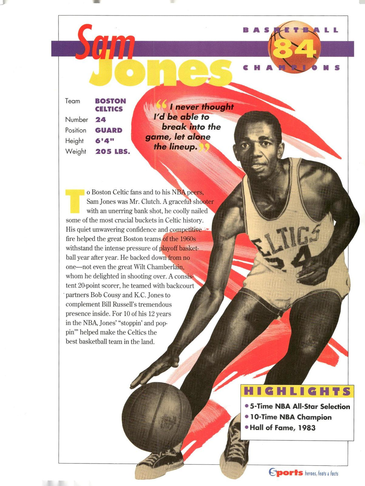 1996 Sports Heroes, Feats & Facts # Sam Jones