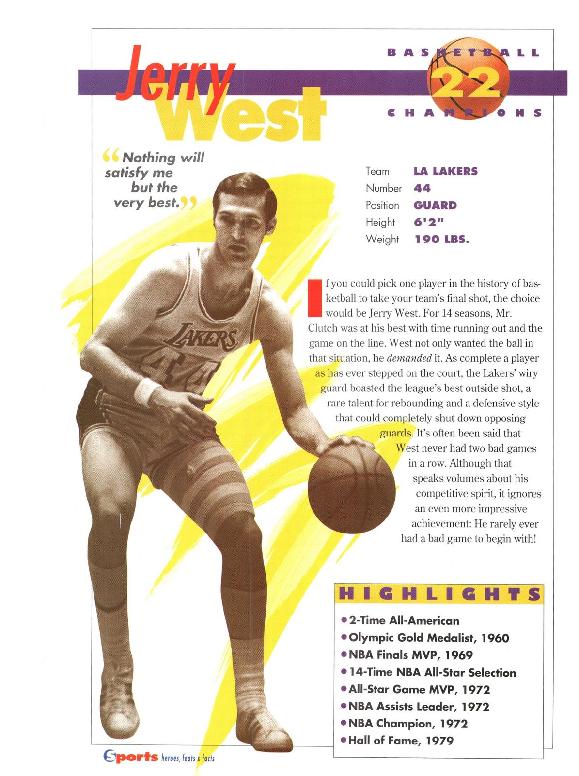 1996 Sports Heroes, Feats & Facts # Jerry West