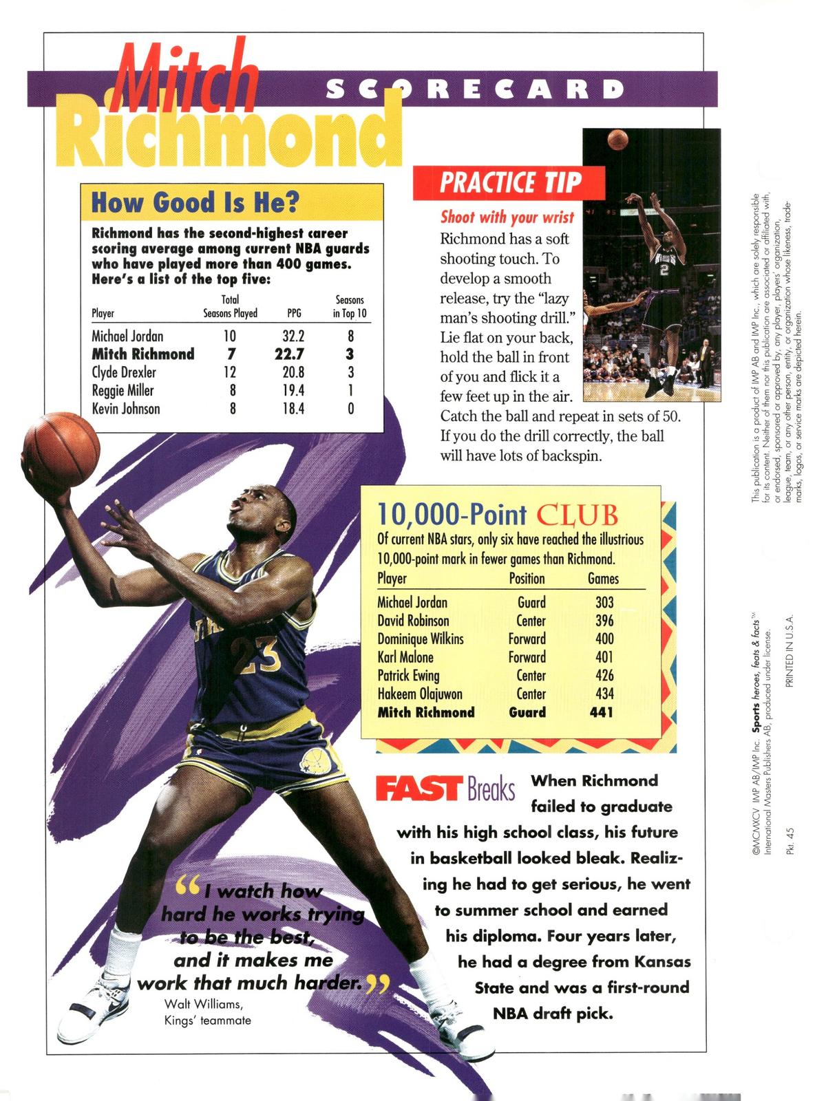 1996 Sports Heroes, Feats & Facts # Mitch Richmond