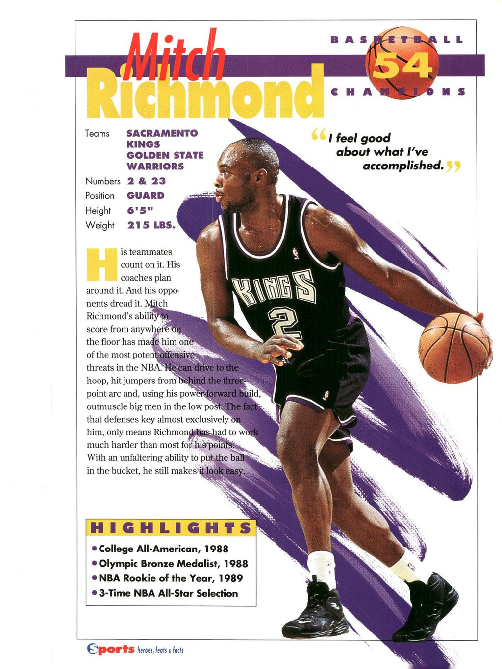 1996 Sports Heroes, Feats & Facts # Mitch Richmond