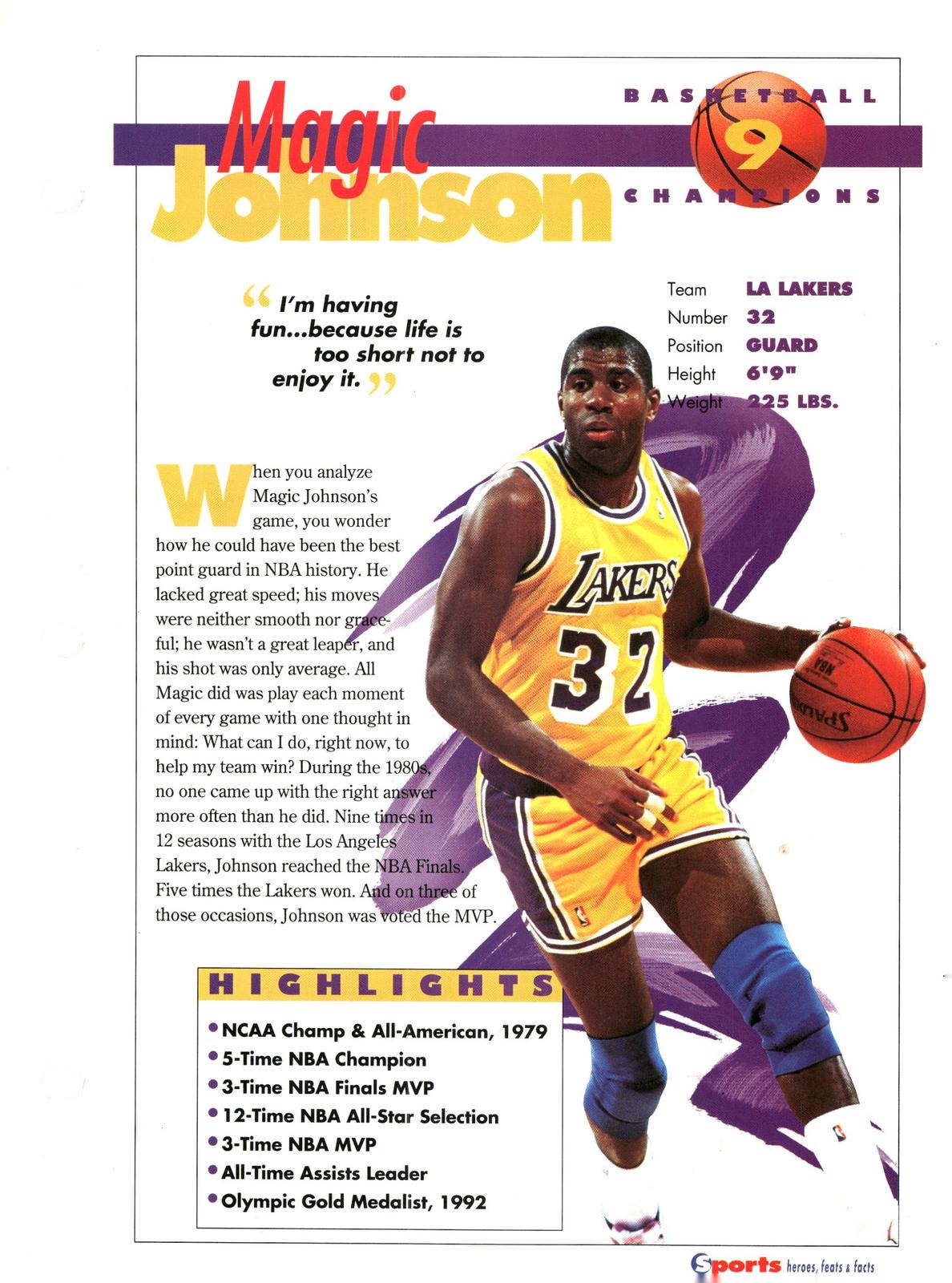 1996 Sports Heroes, Feats & Facts # Magic Johnson
