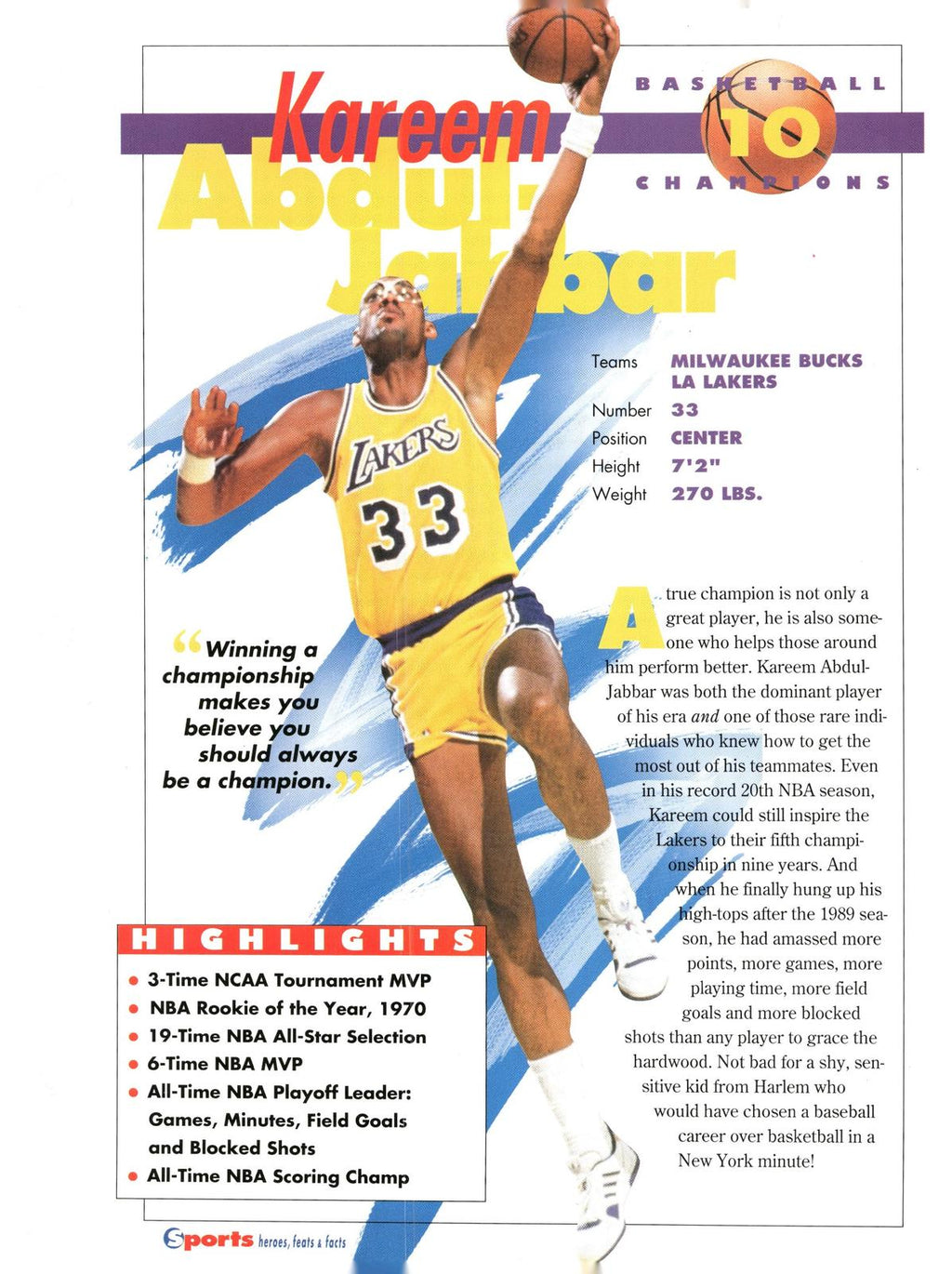 1996 Sports Heroes, Feats & Facts #
