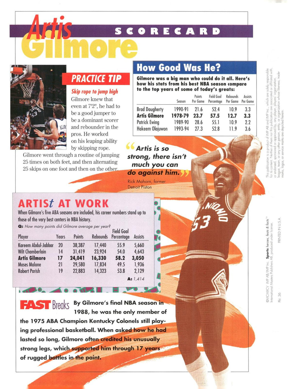 1996 Sports Heroes, Feats & Facts # Artis Gilmore