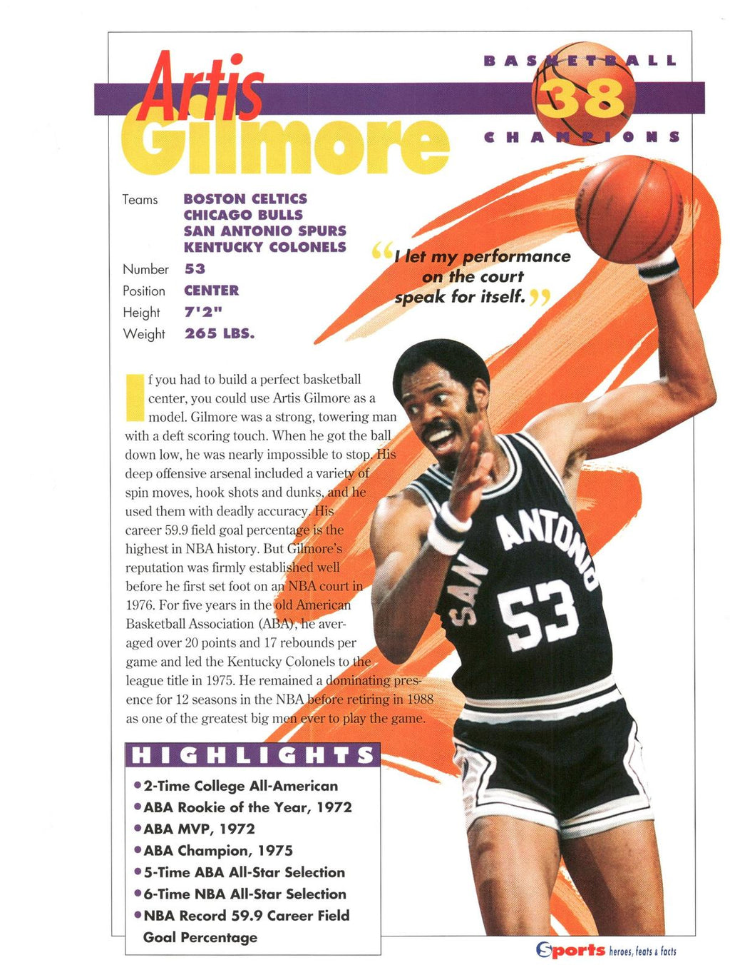 1996 Sports Heroes, Feats & Facts # Artis Gilmore