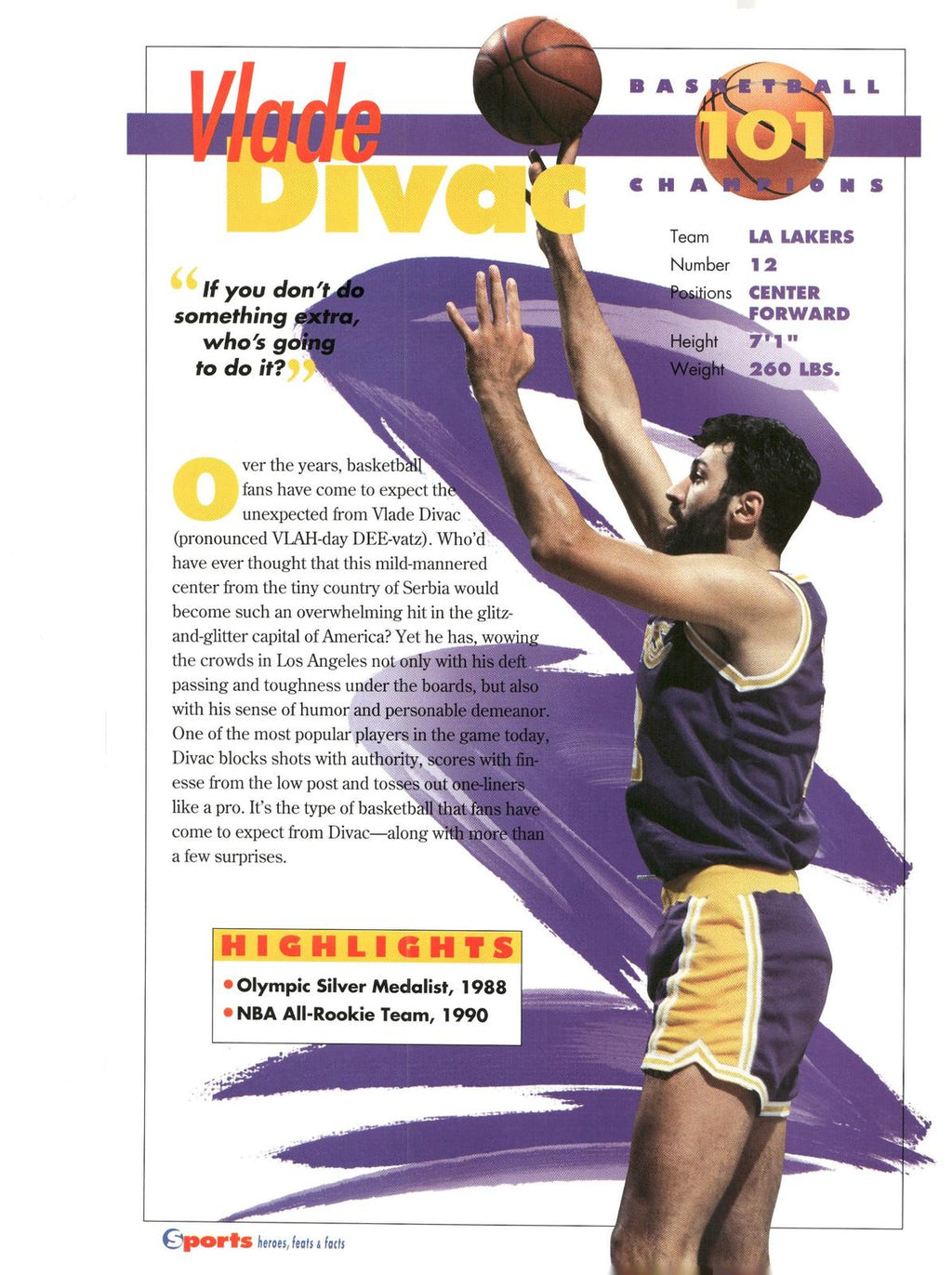 1996 Sports Heroes, Feats & Facts # Vlade Divat