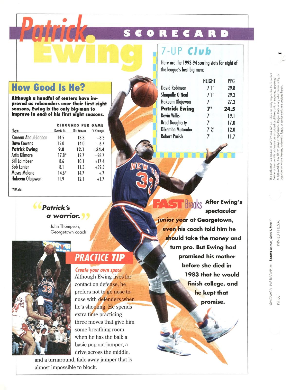 1996 Sports Heroes, Feats & Facts # Patrick Ewing