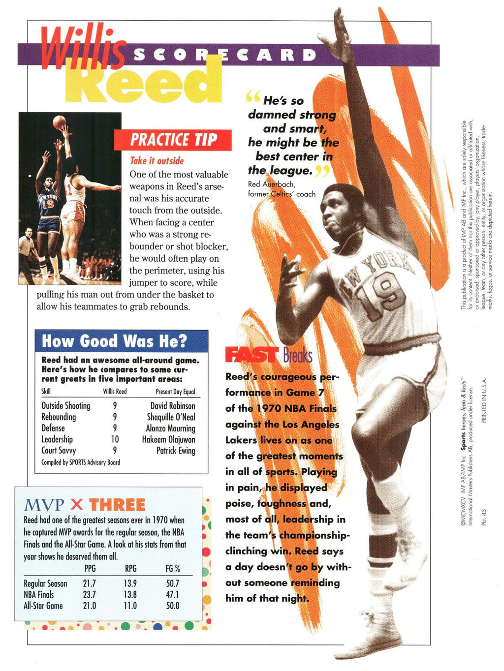 1996 Sports Heroes, Feats & Facts # Willis Reed