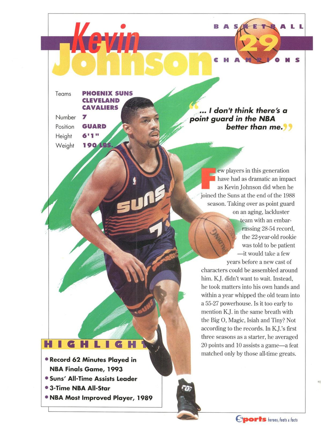 1996 Sports Heroes, Feats & Facts # Kevin Johnson