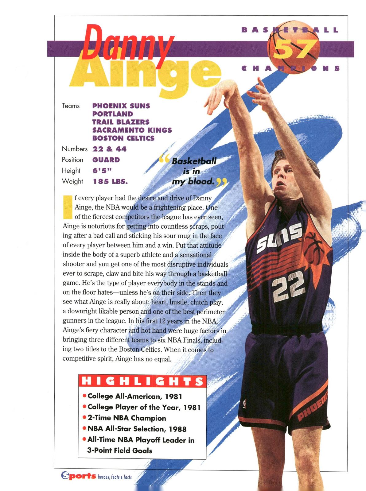 1996 Sports Heroes, Feats & Facts # Danny Ainge