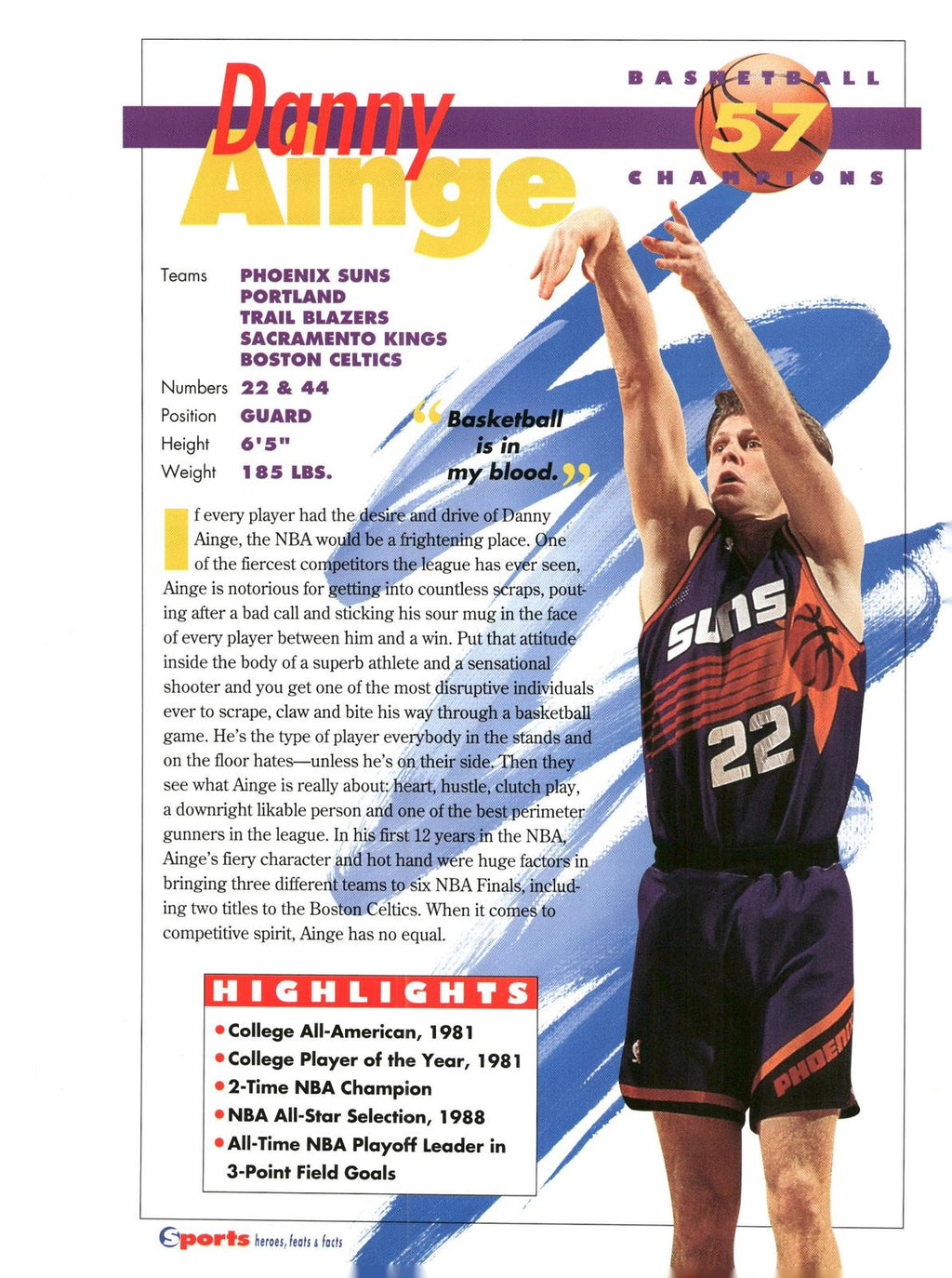 1996 Sports Heroes, Feats & Facts # Danny Ainge