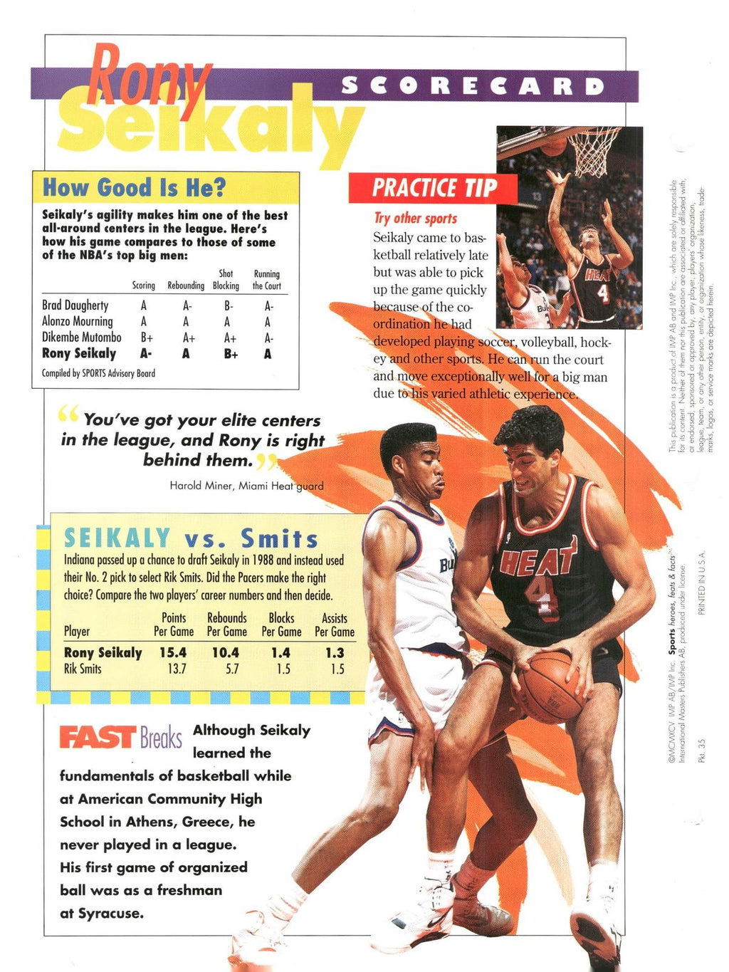 1996 Sports Heroes, Feats & Facts # Rony Seikaly