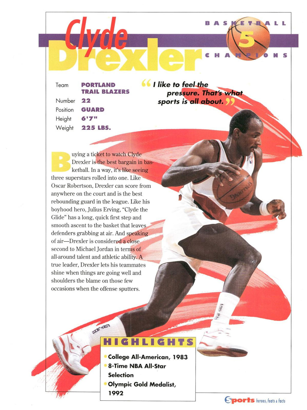 1996 Sports Heroes, Feats & Facts # Clyde Drexler