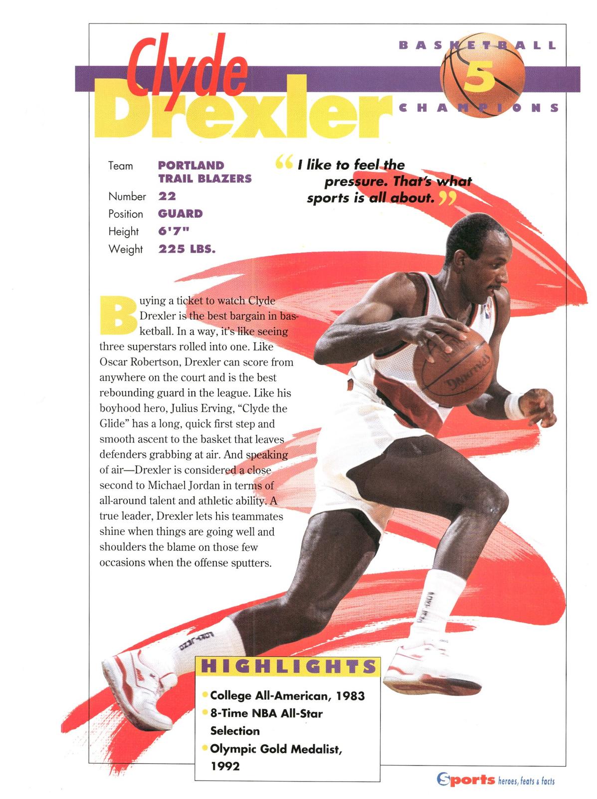 1996 Sports Heroes, Feats & Facts # Clyde Drexler