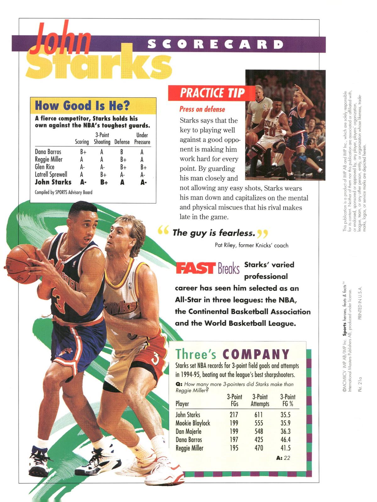 1996 Sports Heroes, Feats & Facts # John Starks