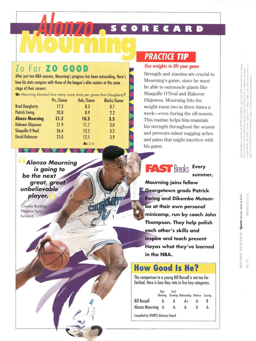1996 Sports Heroes, Feats & Facts # Alonzo Mourning