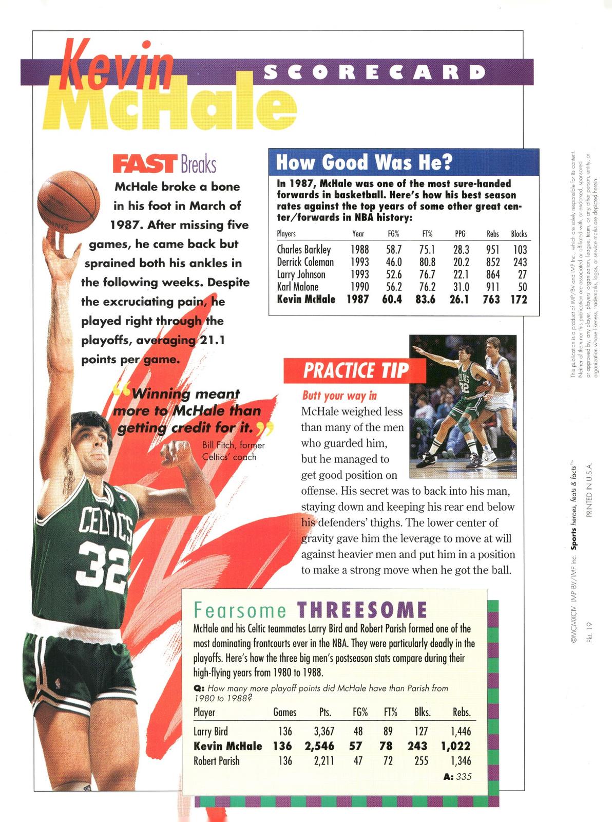 1996 Sports Heroes, Feats & Facts # Kevin McHale
