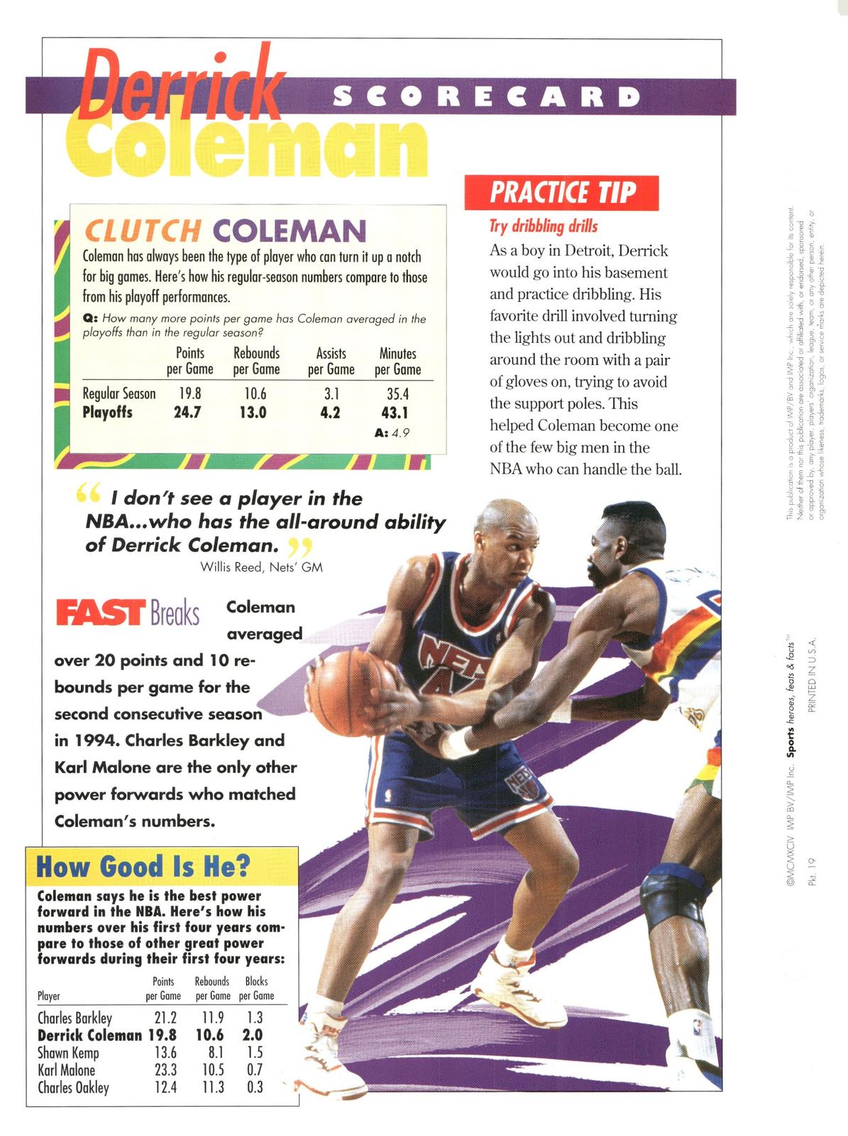 1996 Sports Heroes, Feats & Facts # Derrick Coleman
