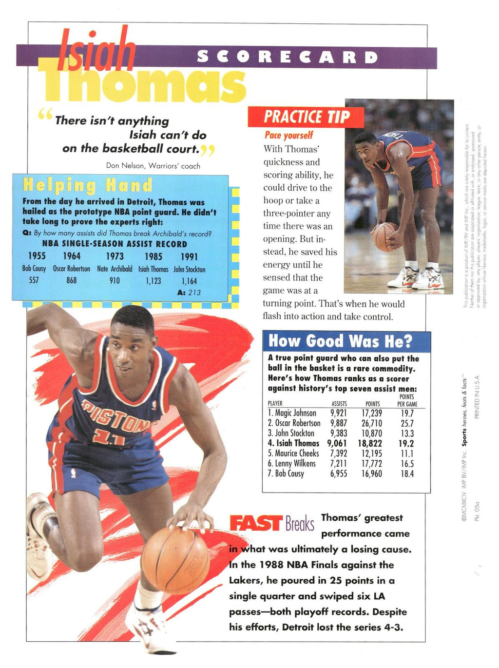 1996 Sports Heroes, Feats & Facts # Isiah Thomas