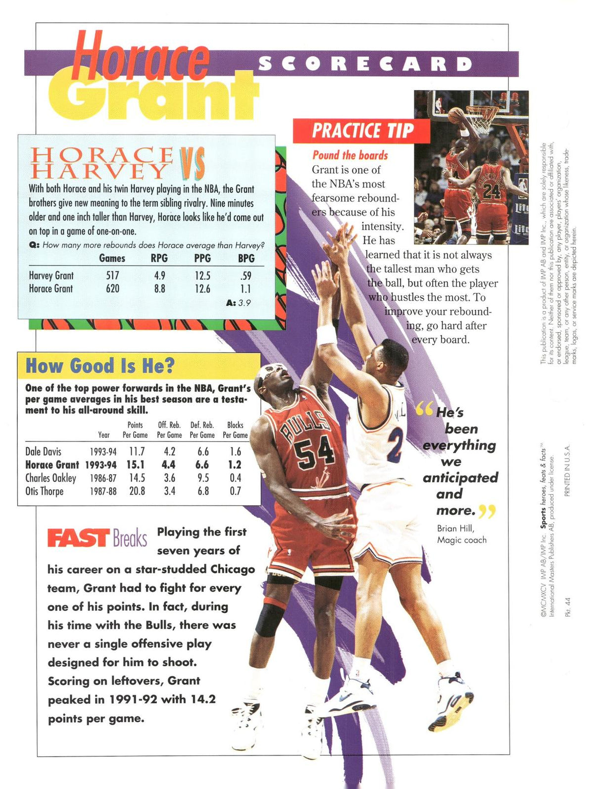 1996 Sports Heroes, Feats & Facts # Horace Grant