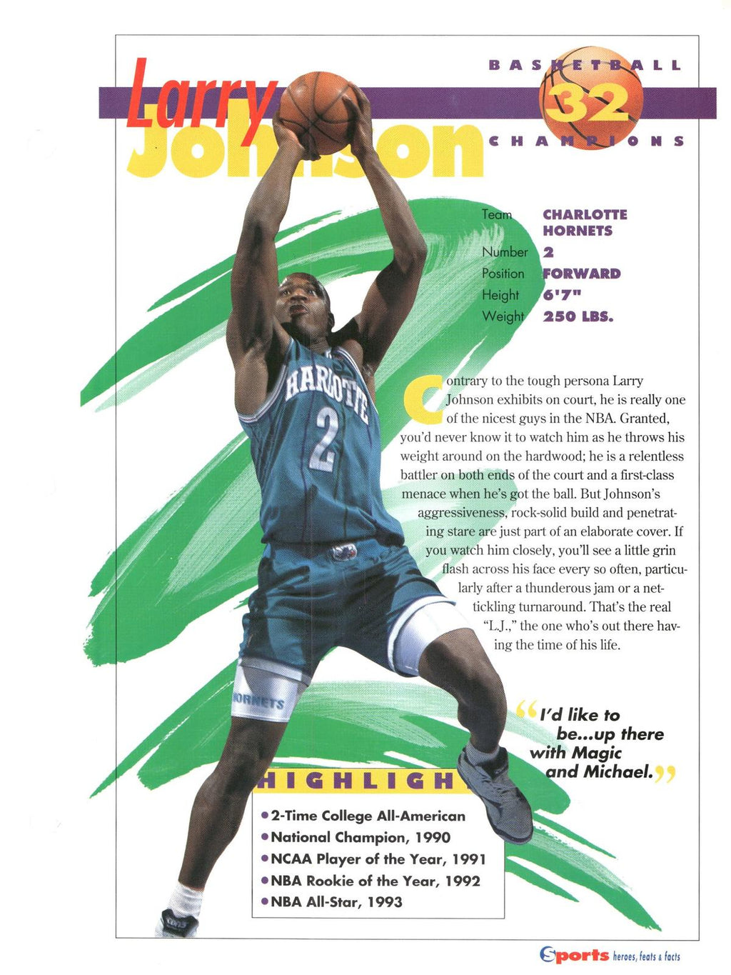 1996 Sports Heroes, Feats & Facts # Larry Johnson