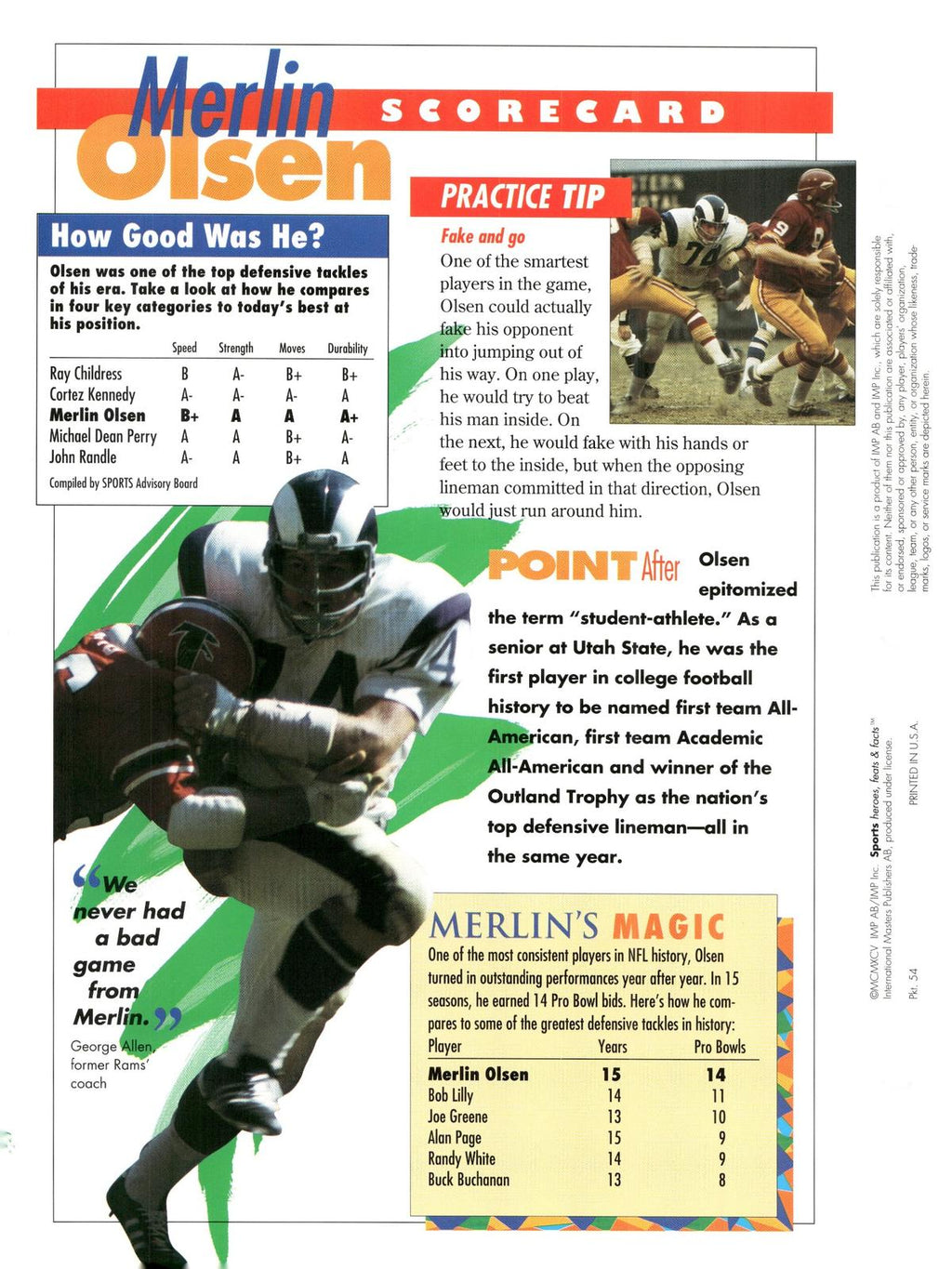1996 Sports Heroes, Feats & Facts # Merlin Olsen