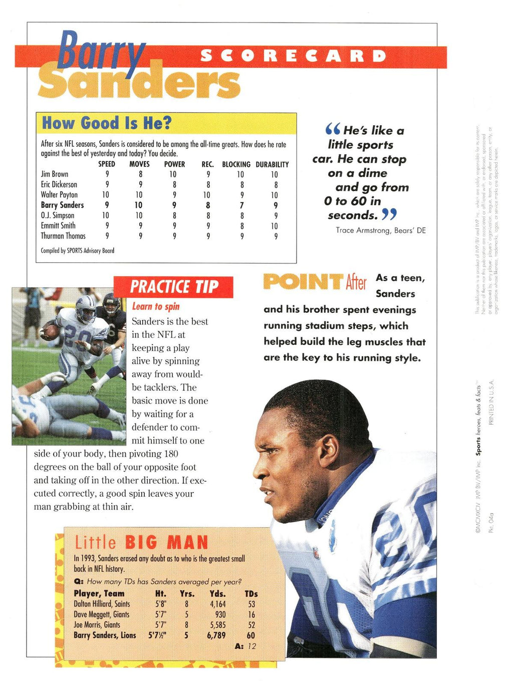 1996 Sports Heroes, Feats & Facts # Barry Sanders